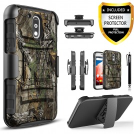 Motorola Moto G4 Play Case, Dual Layers [Combo Holster] Case And Built-In Kickstand Bundled with [Premium Screen Protector] Hybird Shockproof And Circlemalls Stylus Pen (Camo)
